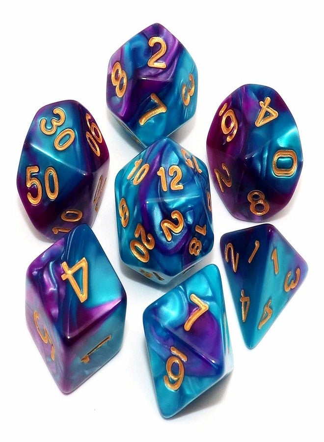 CREEBUY Polyhedral DND Dice Set-6 Pack Double-Colors Dice Sets Compatible with Dungeons and Dragons D&D Role Playing Game RPG MTG Games Dice with D4 D6 D8 D10 D% D12 D20 (6 Colors Set) - Image 2